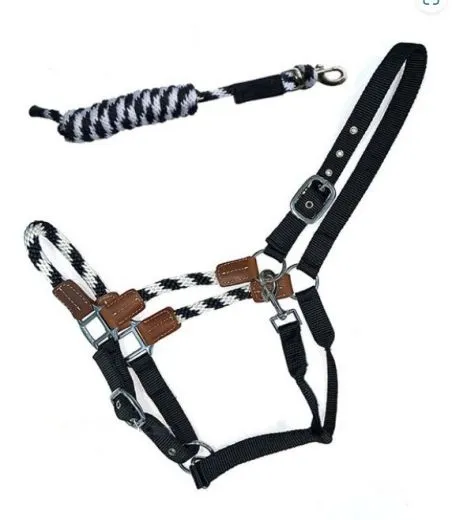 HYBRID ROPE HALTER BLACK- mit Fhrstrick